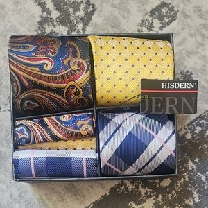 Men's Elegant Tie Set - Yellow, Blue, Multicolor